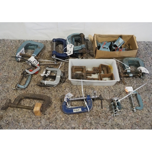 531 - Assorted G clamps and sash clamp heads