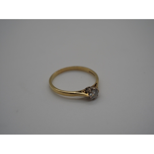 345 - 18ct Yellow gold diamond solitaire ring, 25 points 2.4