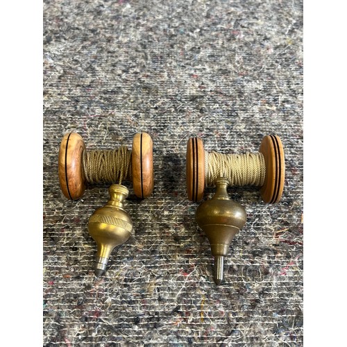 645 - Brass plump bobs with wooden reels - 2
