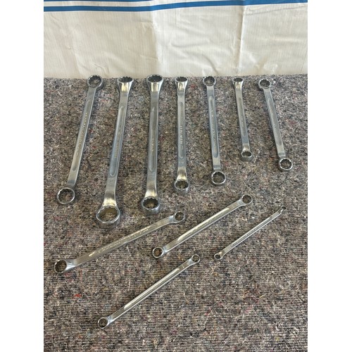 654 - Set of 11 ring spanners by Stahlwille 5/16