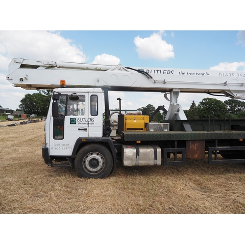 351 - Volvo FL6 26 meter cherry picker lorry. 1988. Runs and drives, showing 720032 kms, hydraulic work pl... 