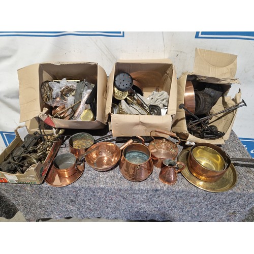 3057 - Copper and brass ware along with other collectibles