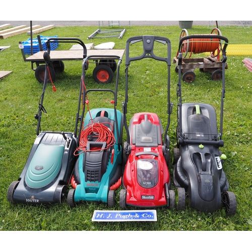 15 - Hayter, Bosch, Mountfield and G Tech electric mowers