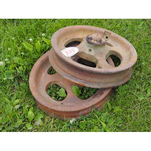 339 - Pair of Fisher Humpries front metal wheels