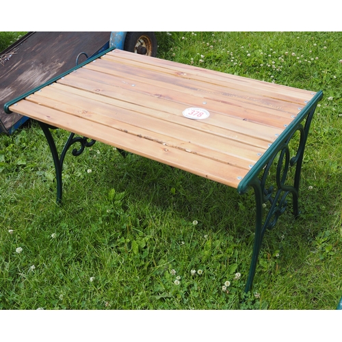 378 - Metal and timber garden table 3ft