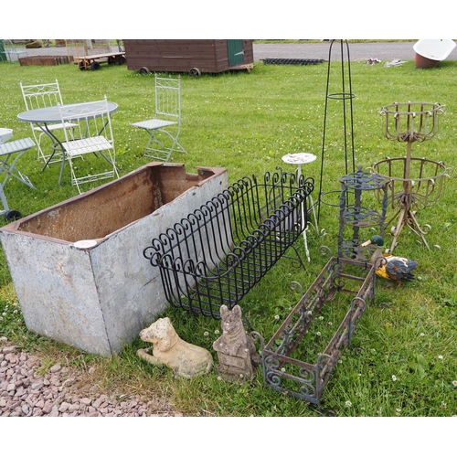 501 - Quantity of garden ornaments and galvanised tank