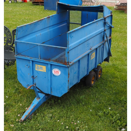 Miniature Collins hydraulic tipping silage trailer