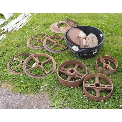 548 - Various cast iron wheels