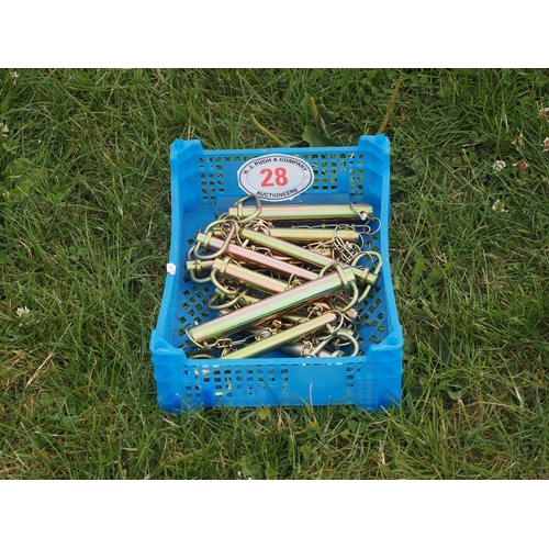 28 - Tractor hitch pins, 4 sizes - 10