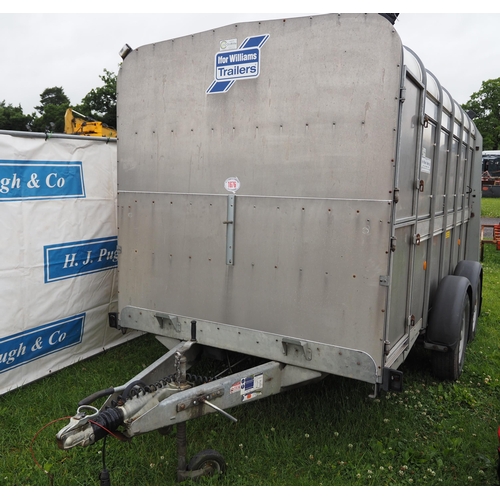 1676 - Ifor Williams TA510G 12ft stock trailer with sheep decks and gates. Serial no. H0728157