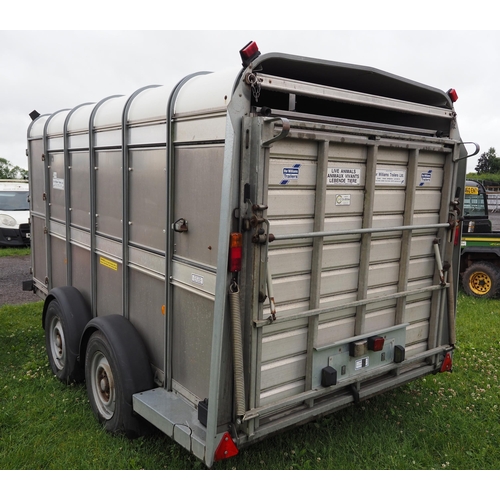 1676 - Ifor Williams TA510G 12ft stock trailer with sheep decks and gates. Serial no. H0728157