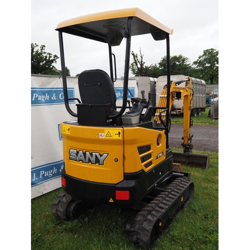 1697 - Sany SY16C mini digger with extending tracks and 2 buckets. 2022. Key in office