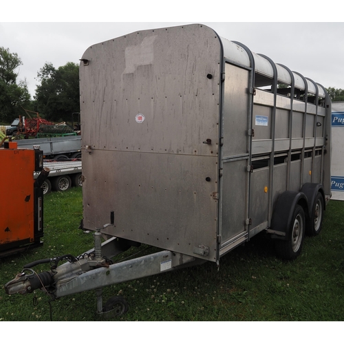 1699 - Ifor Williams GHD12 stock trailer with decks. Serial no. 40428405