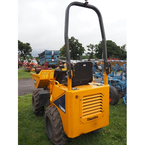 1705 - Thwaites 1 ton dumper, 2010. With roll bar. Key in office