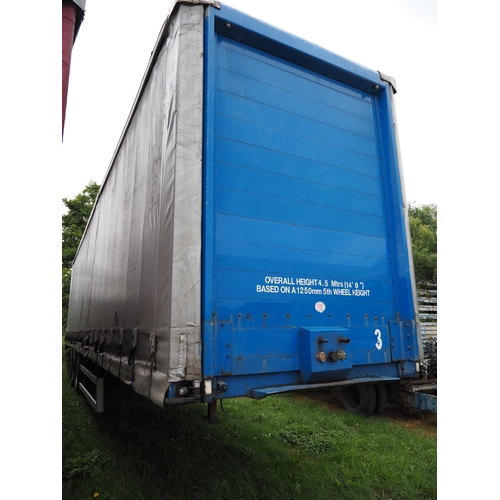 1722 - Artic tri axle curtainside trailer 4.5m. 2001. Plating certificate in office