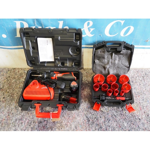 3014 - Milwaukee M12 SI electric screwdriver and Hychika hole saw set