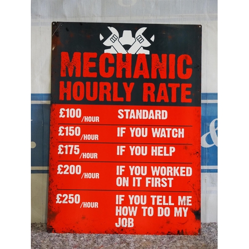 3154 - Tin sign - Mechanic Hourly Rate 27