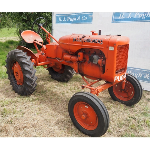 350 - Allis Chalmers B tractor. Electric start. PTO, pulley. Reg PUO 405