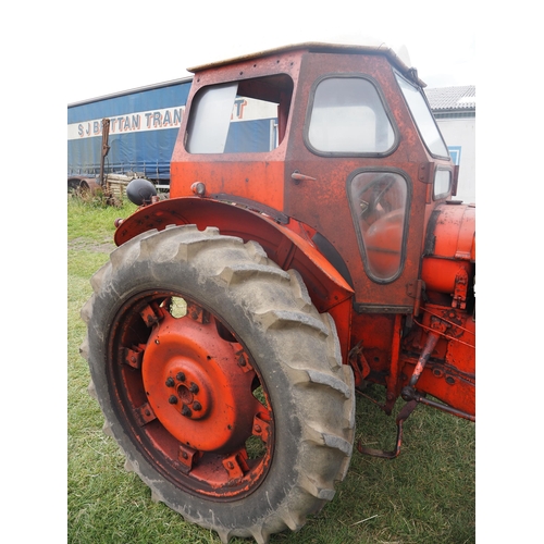360 - Nuffield Universal Four tractor. With Winsam cab. Reg 585 DYA. Old buff logbook in office