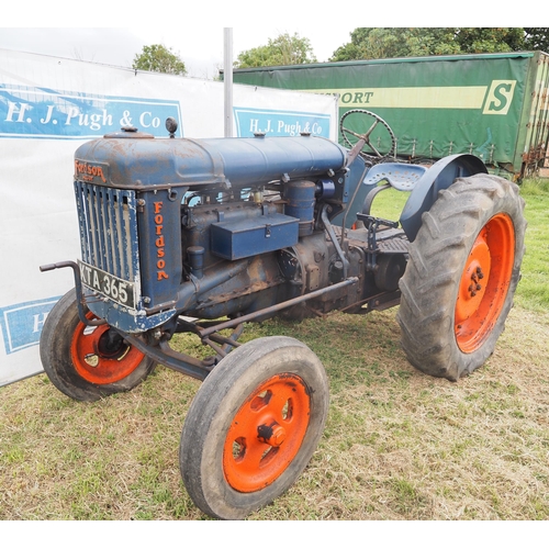 338 - Fordson E27N tractor. Pto, Reg KTA 365. Old buff logbook in office