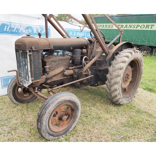 339 - Fordson E27N tractor with loader. Electric start. Reg MPC 712. Old buff logbook in office