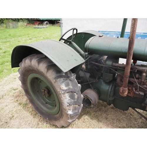 333 - Fordson Standard N tractor. Green wide wing, pulley, early restoration. Old buff logbook in office