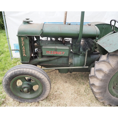 333 - Fordson Standard N tractor. Green wide wing, pulley, early restoration. Old buff logbook in office