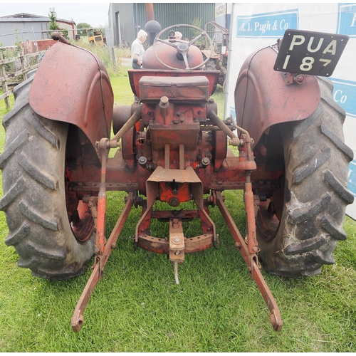 359 - Nuffield Universal three wheeled tractor. S/n M4-NT10053 Good original. Reg PUA 87