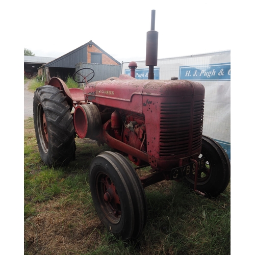365 - IH McCormick W9 tractor. Runs and drives. Reg GYB 805. Old logbook and V5c in office