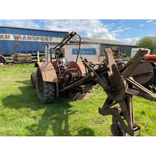 337 - Fordson Standard N tractor. Wide wing, weighted front wheels, Henderson rotary trencher. Old buff lo... 