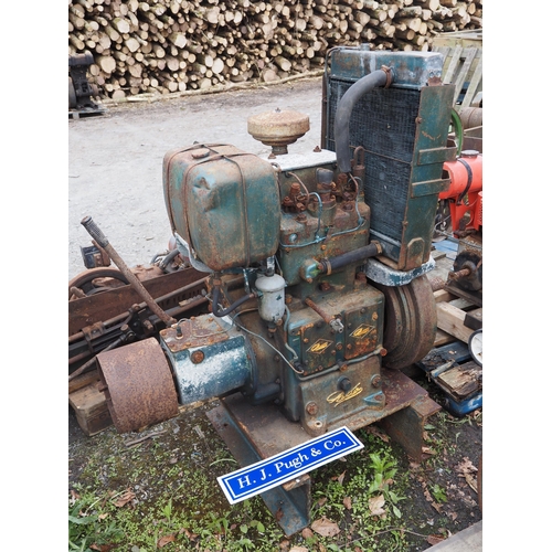 67 - Petter B2 13hp twin cylinder engine with gears and pulley. S/n 2B76895