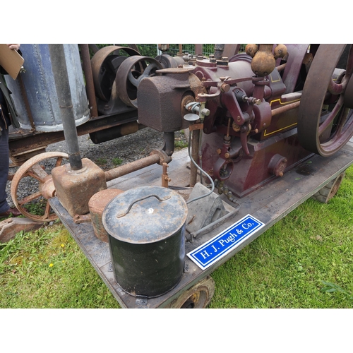 79 - R. Hornsby & Sons open crank engine. Fitted on strong trolley. S/n 33942. Believed to be 3½hp
