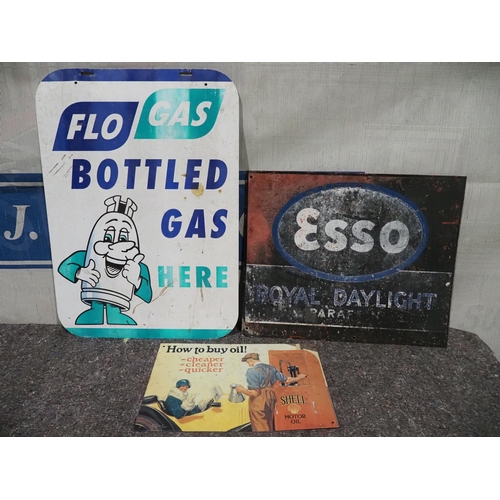 70 - Modern tin signs to include Esso, Flo Gas and Shell