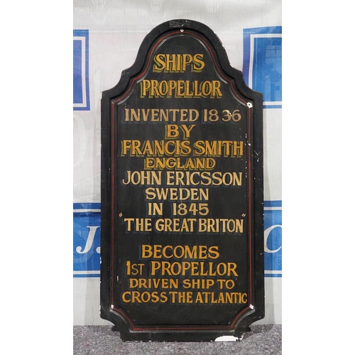 71 - Fibre glass sign - Ships Propellor Invented 1836 by Francis Smith 42