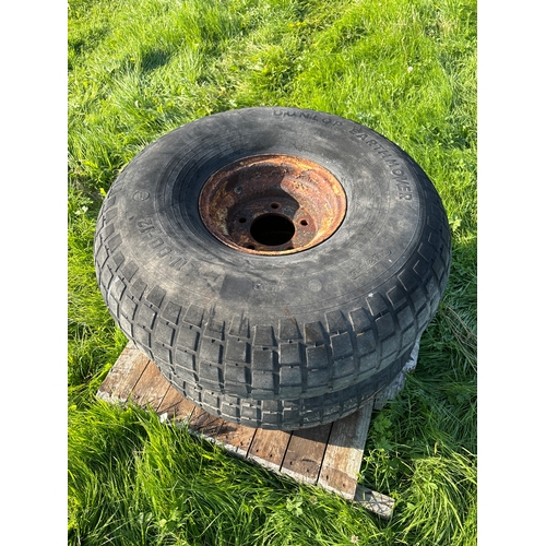 317A - Pair of Dunlop earthmover wheels and tyres 11.00-12