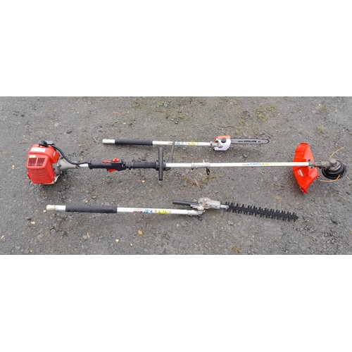 40 - Mitox strimmer with chainsaw and hedgecropper attachments, non runner