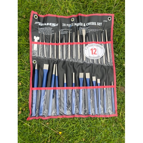 12 - Chisel and punch set, 28pc