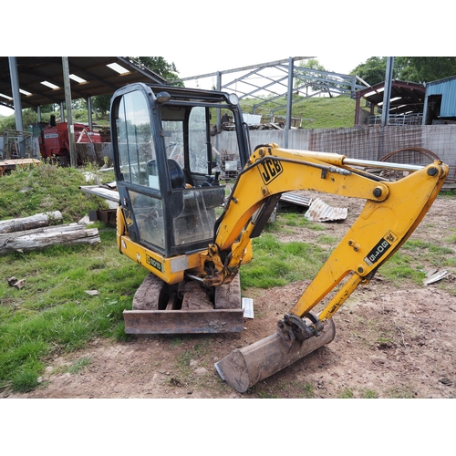 182 - JCB 8015 mini digger. In working order. Showing 3055 hours. C/w 5 buckets and quick hitch. 1 owner f... 