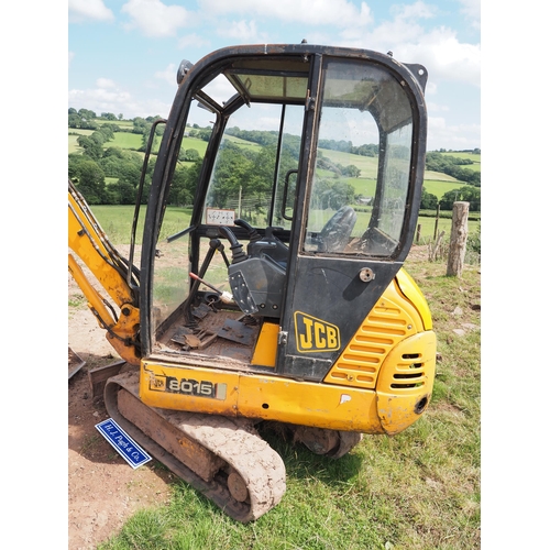 182 - JCB 8015 mini digger. In working order. Showing 3055 hours. C/w 5 buckets and quick hitch. 1 owner f... 