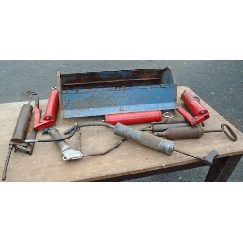 98 - Collection of grease guns with box