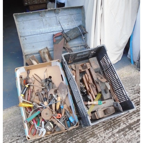 75 - Assorted tools and metal trunk