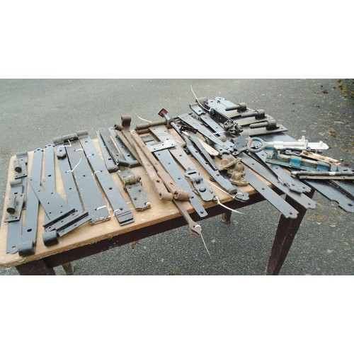 79 - Large collection of heavy duty gate hinges