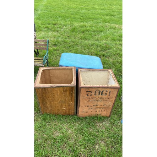 154 - Tea chests and vintage suitcases