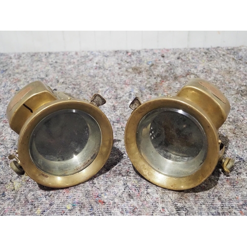 128 - Veteran H&B brass headlamps - 2