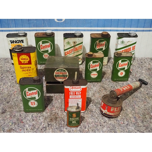 133 - Assorted oil cans to include Castrol and Shell