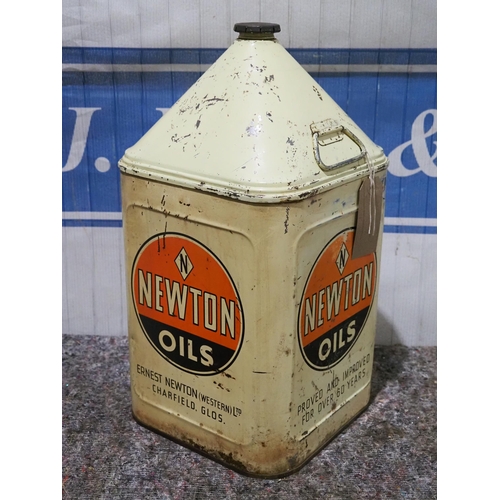 136 - Newton Oils 5 gallon pyramid oil can