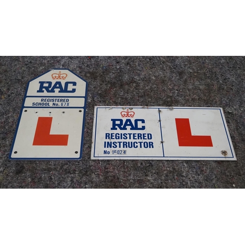 138 - Aluminium signs - RAC school of motoring - 2