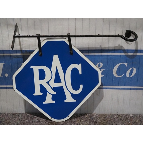 140 - Double sided enamel sign on bracket - RAC 22