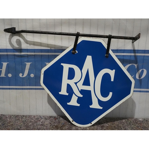 140 - Double sided enamel sign on bracket - RAC 22