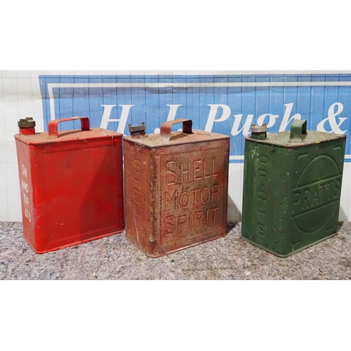 150 - 2 Gallon fuel cans - Shell Motor Spirit, Pratts and SM & BP LTD